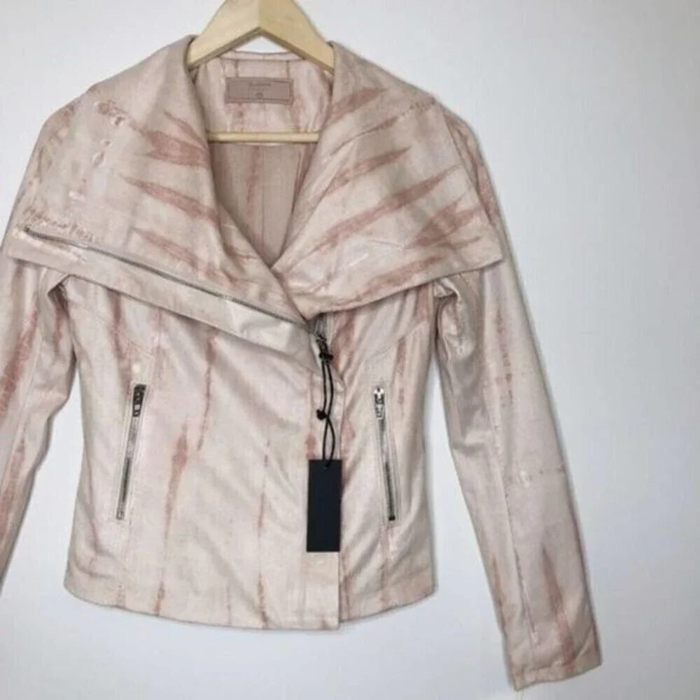 BLANKNYC Tie Dye Faux Suede Drape Front Jacket